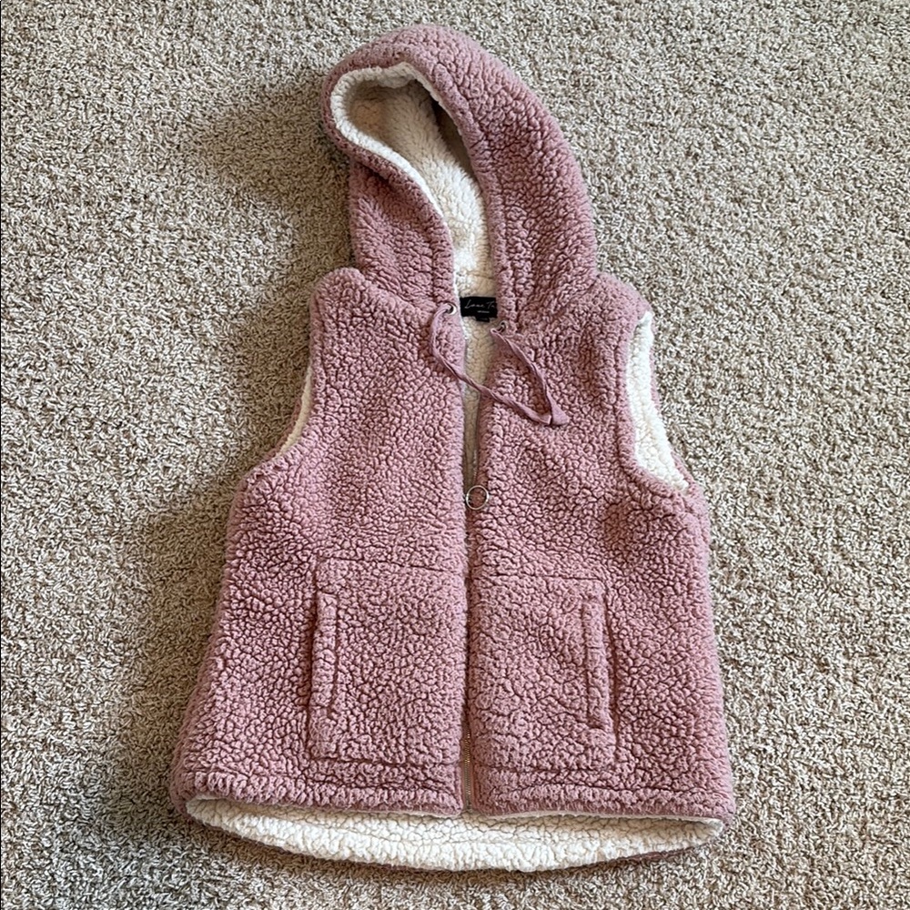 Pink Sherpa Hooded Vest